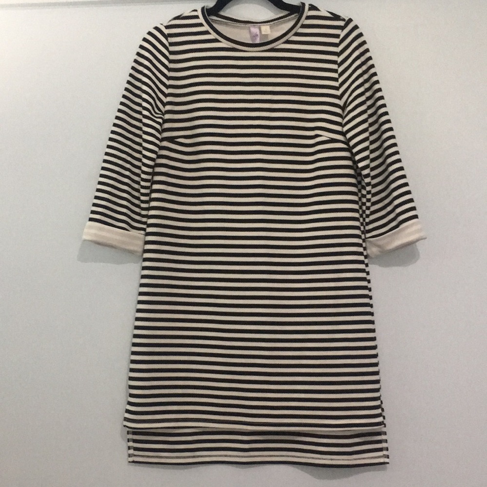 Alya Black and White Striped Dress